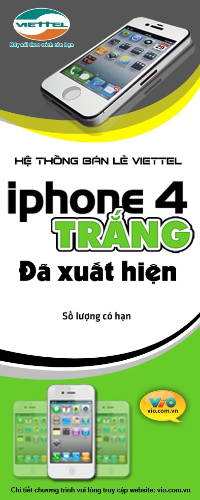 Viettel bán iPhone4 trắng qua www.Vio.vn và 26 siêu thị